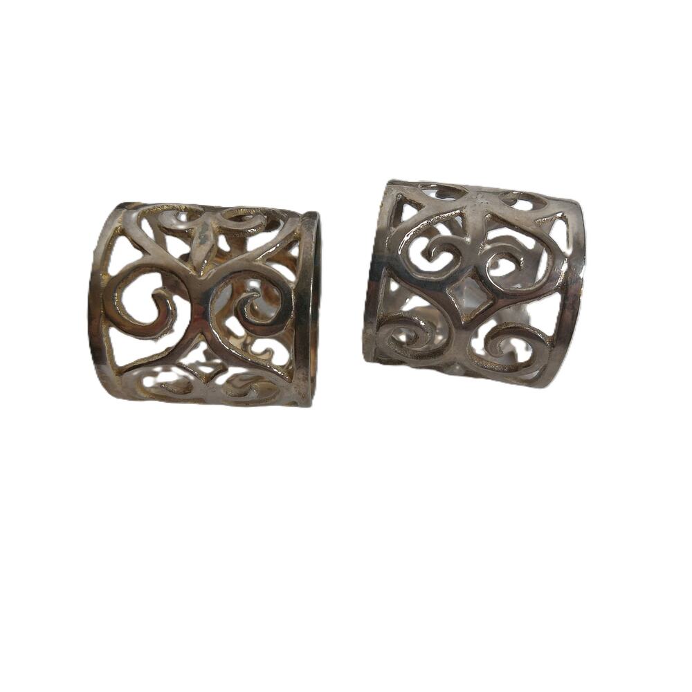 Vintage International Silver Co Silverplated Filigree Scroll Napkin Rings Set 8 - Picture 3 of 7
